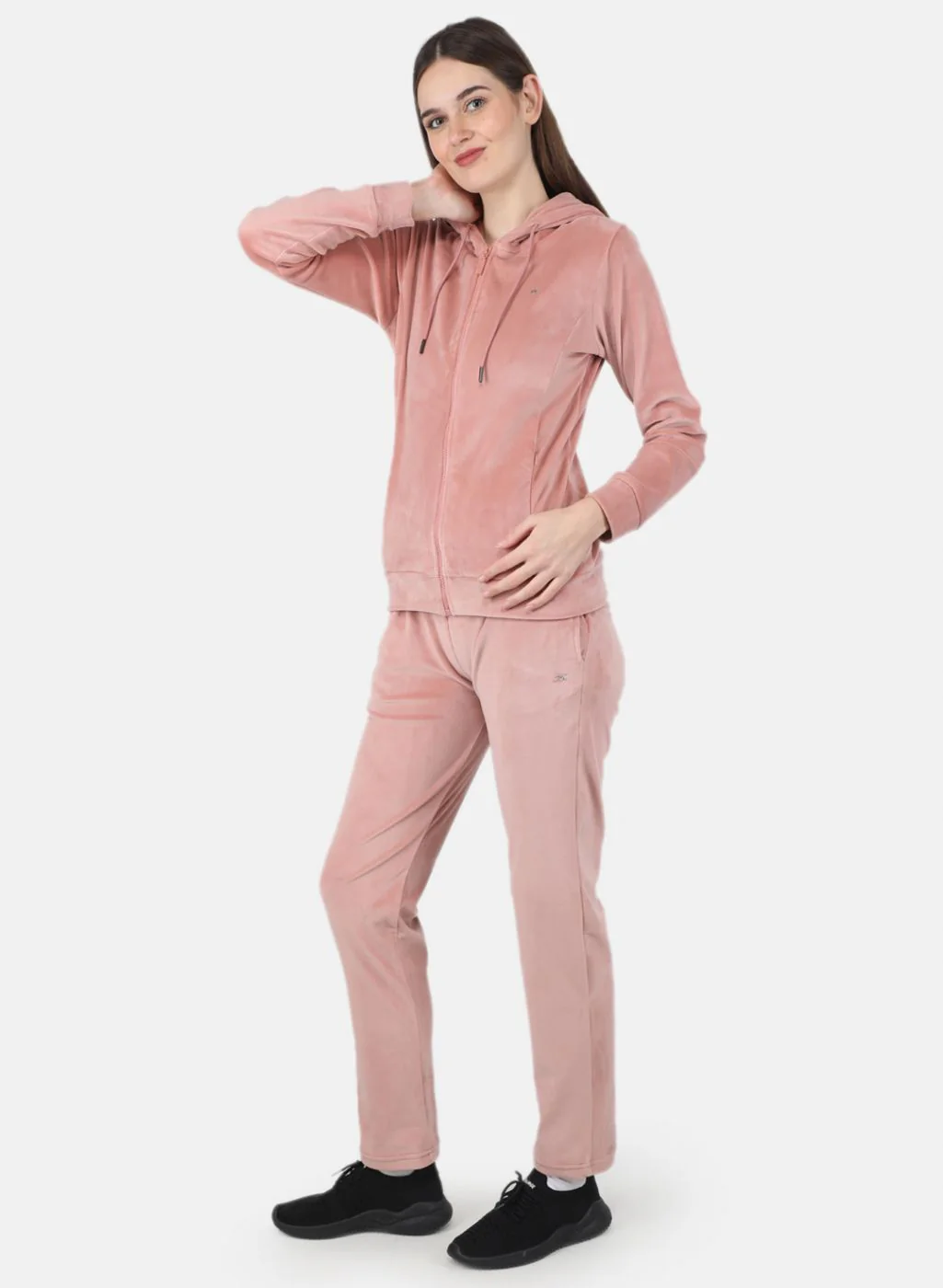 Women Peach Solid Tracksuit - Image 2