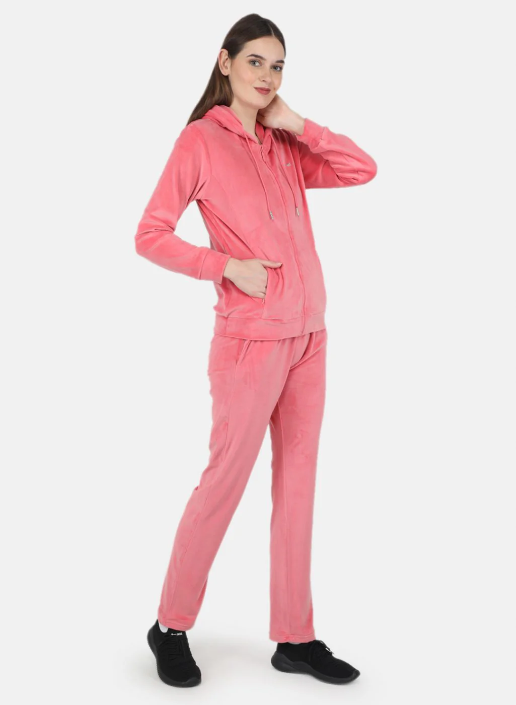 Women Peach Solid Tracksuit - Image 7