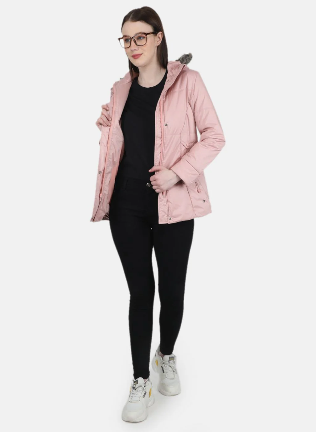 Women Peach Stripe Jacket - Image 4