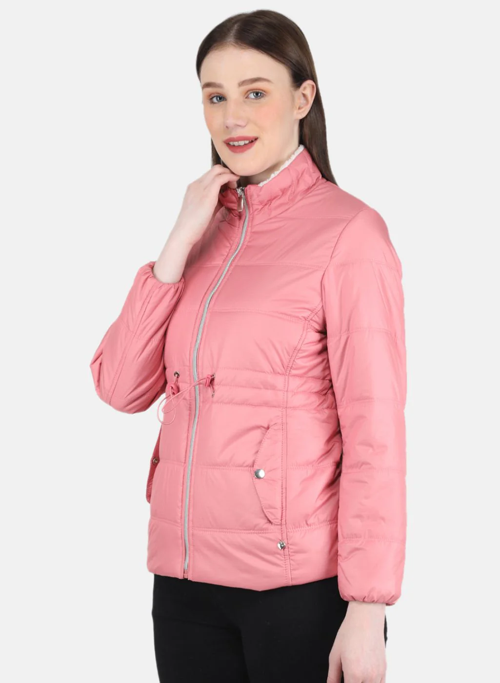 Women Pink Puffer Jacket - Image 2
