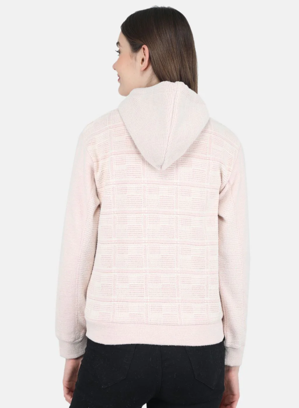 Women Pink Check Sweatshirt - Image 3