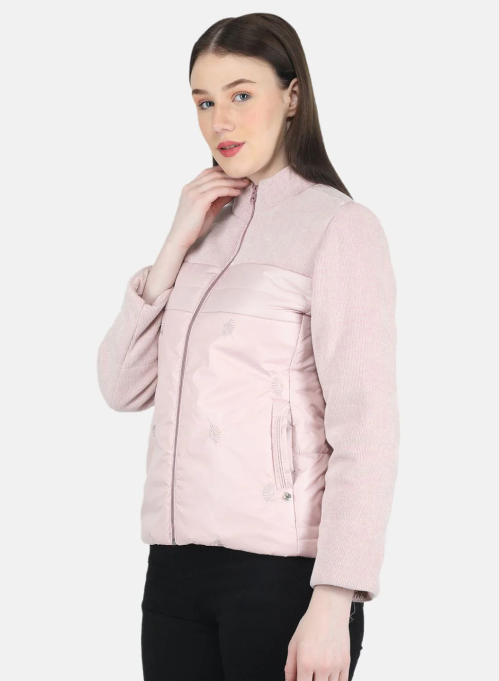 Women Pink Embroidered Jacket - Image 2