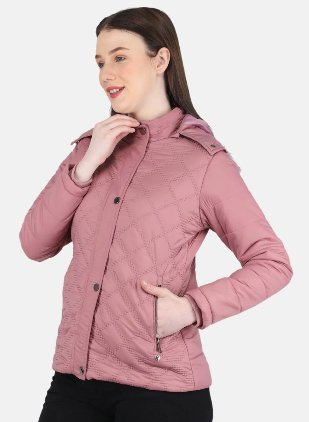 Women Pink Embroidered Jacket - Image 2