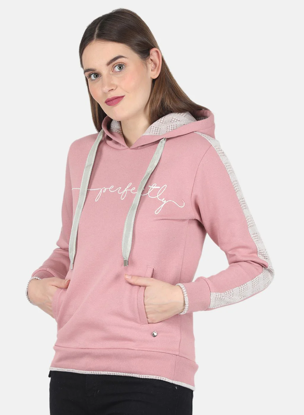 Women Pink Embroidered Sweatshirt - Image 2