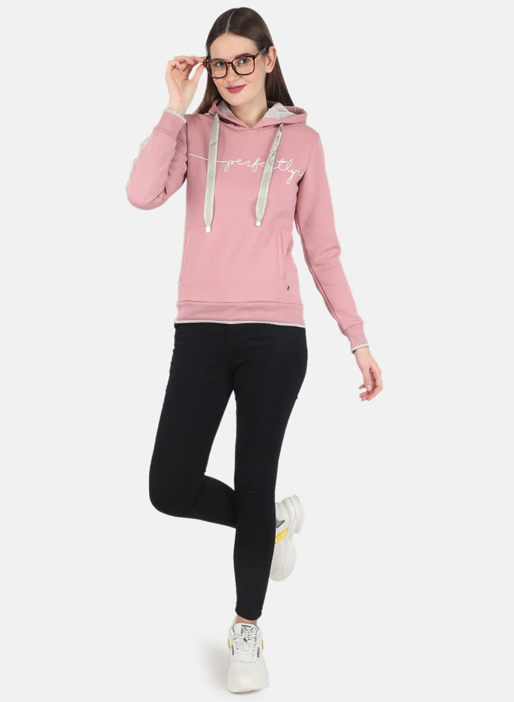 Women Pink Embroidered Sweatshirt - Image 4