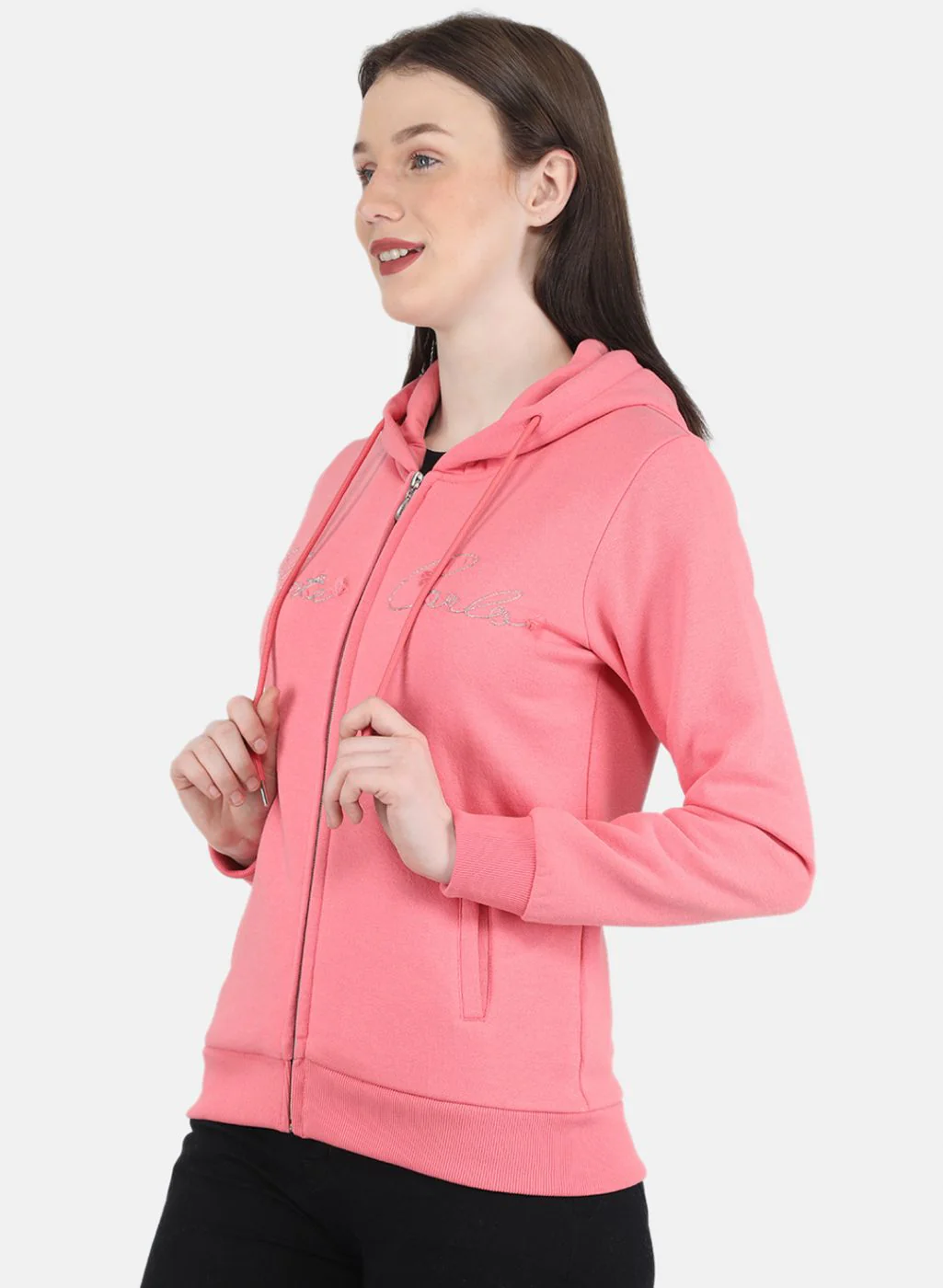 Women Pink Embroidered Sweatshirt - Image 2