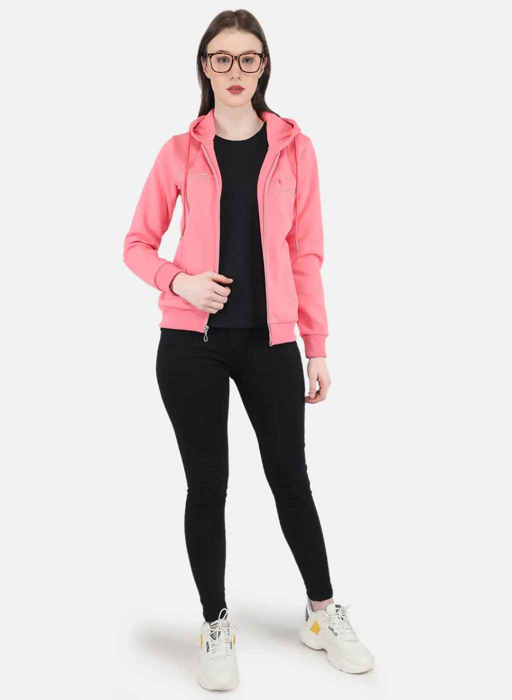 Women Pink Embroidered Sweatshirt - Image 4