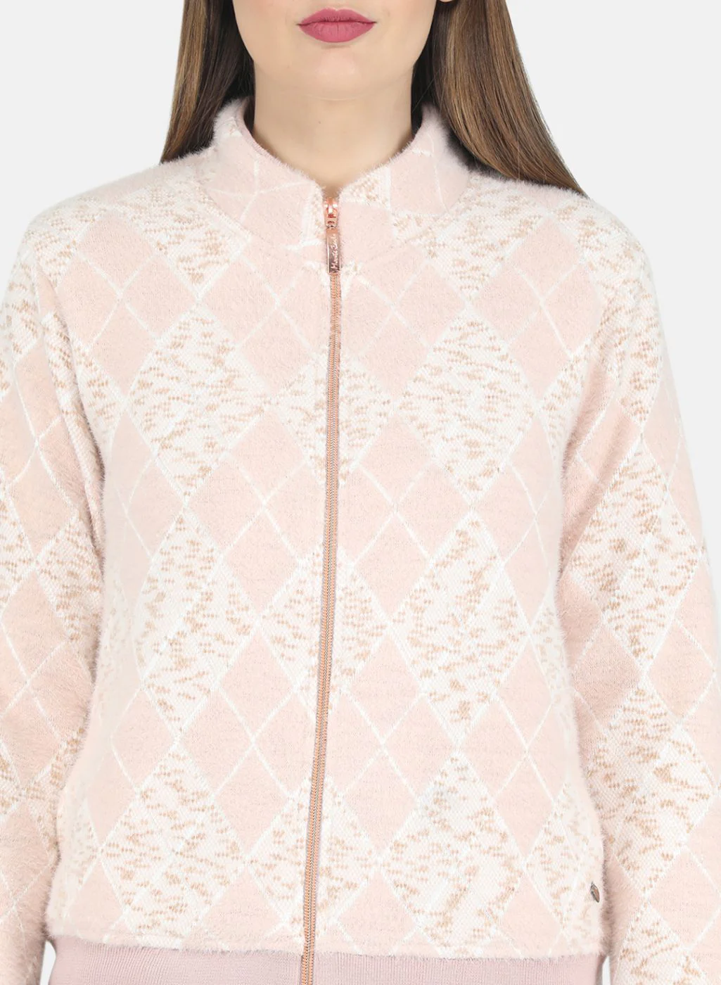 Women Pink Jaquard Sweatshirt - Image 5