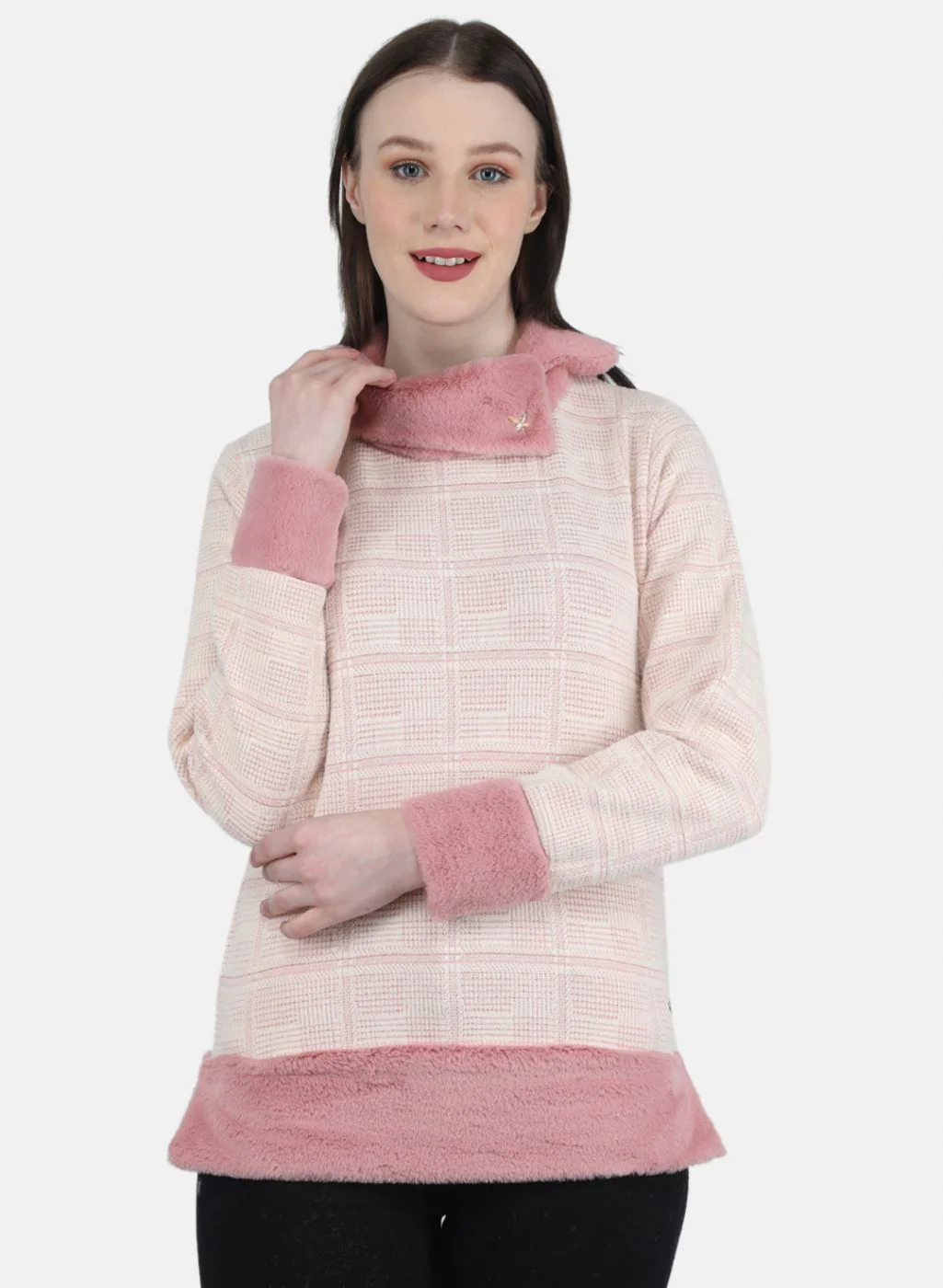 Women Pink Jaquard Sweatshirt