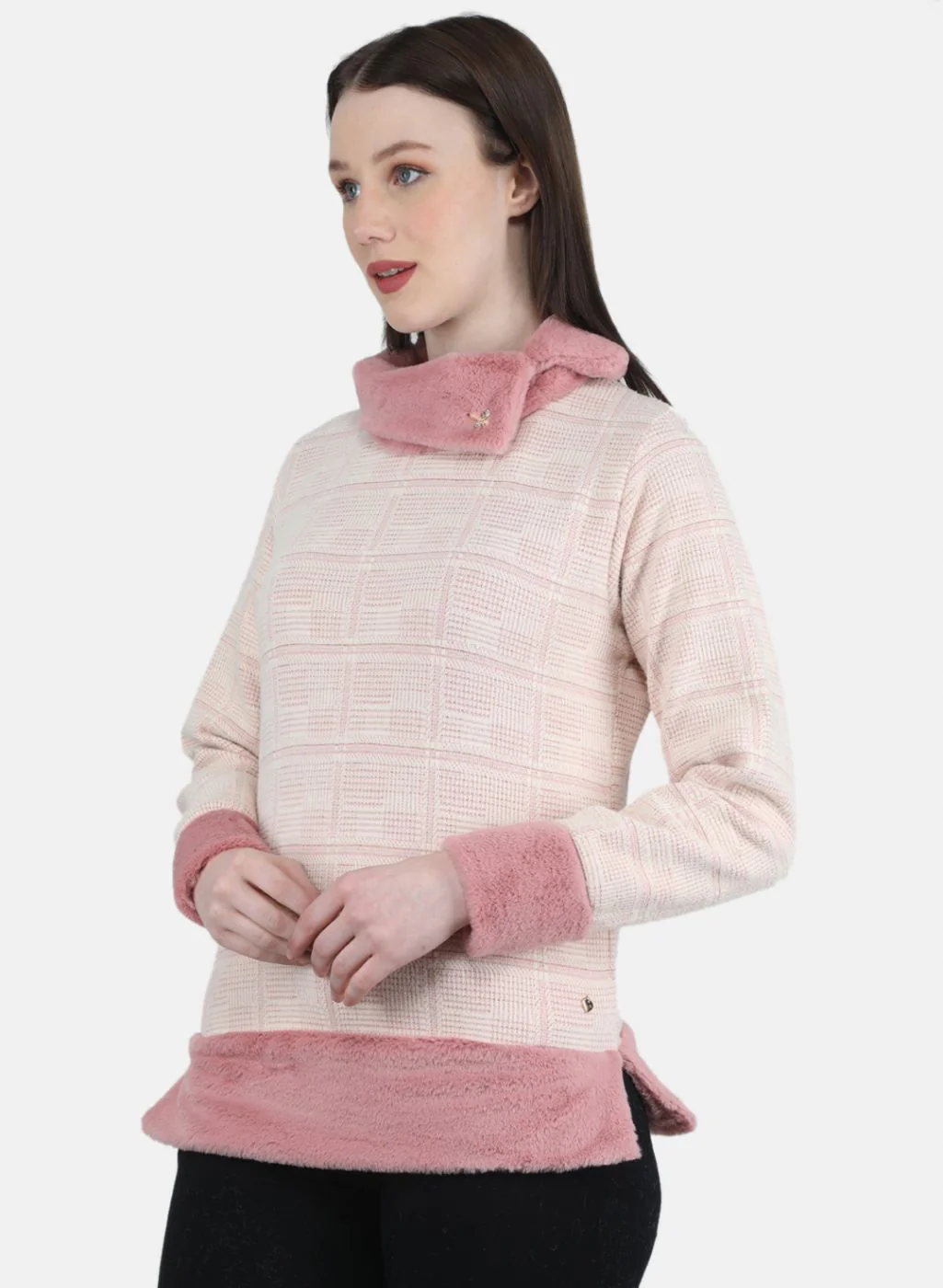 Women Pink Jaquard Sweatshirt - Image 2