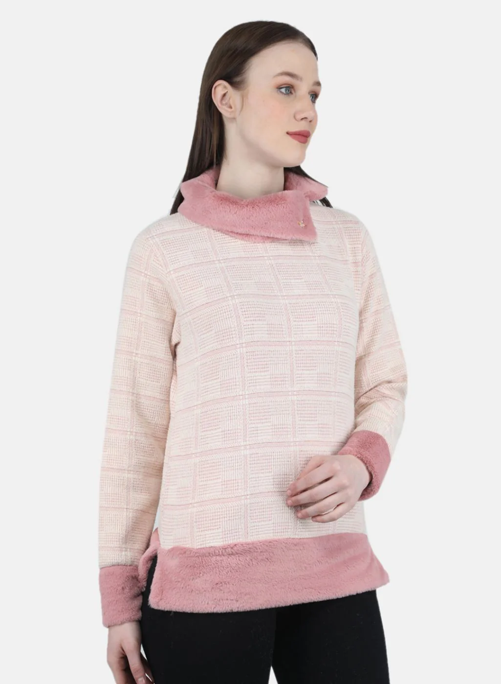 Women Pink Jaquard Sweatshirt - Image 6
