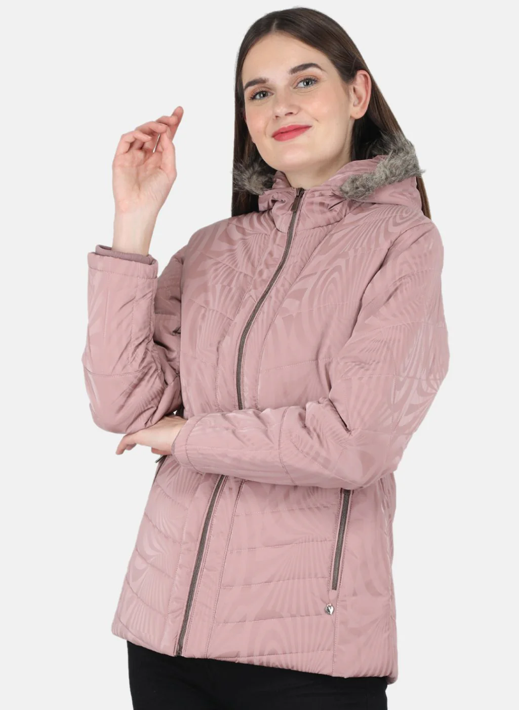 Women Pink Printed Jacket - Image 2