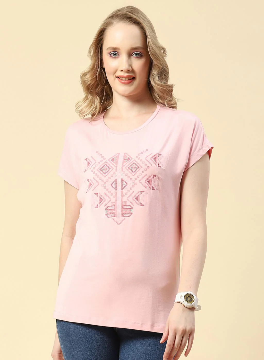 Women Pink Printed Top