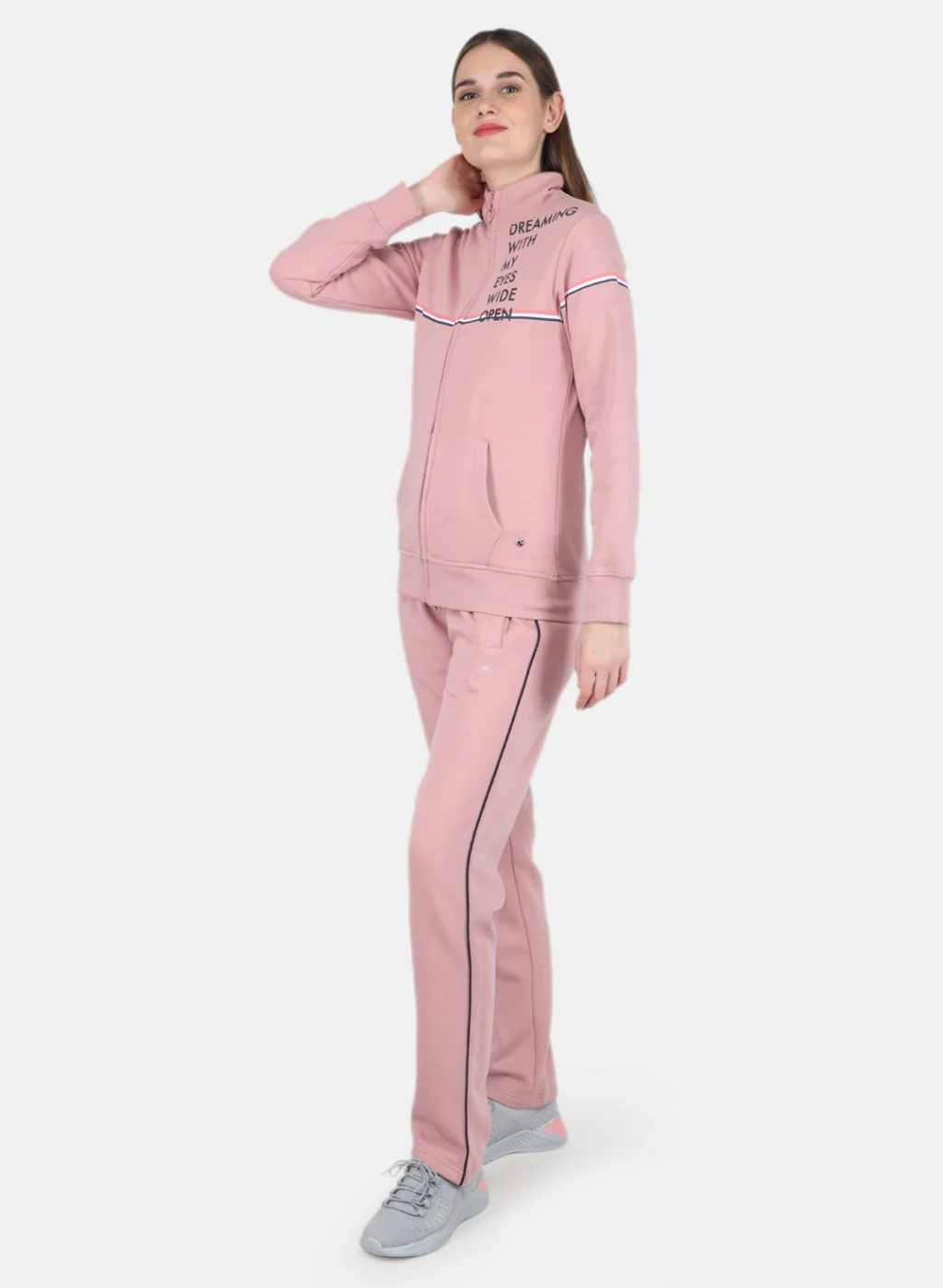 Women Pink Printed Tracksuit - Image 2