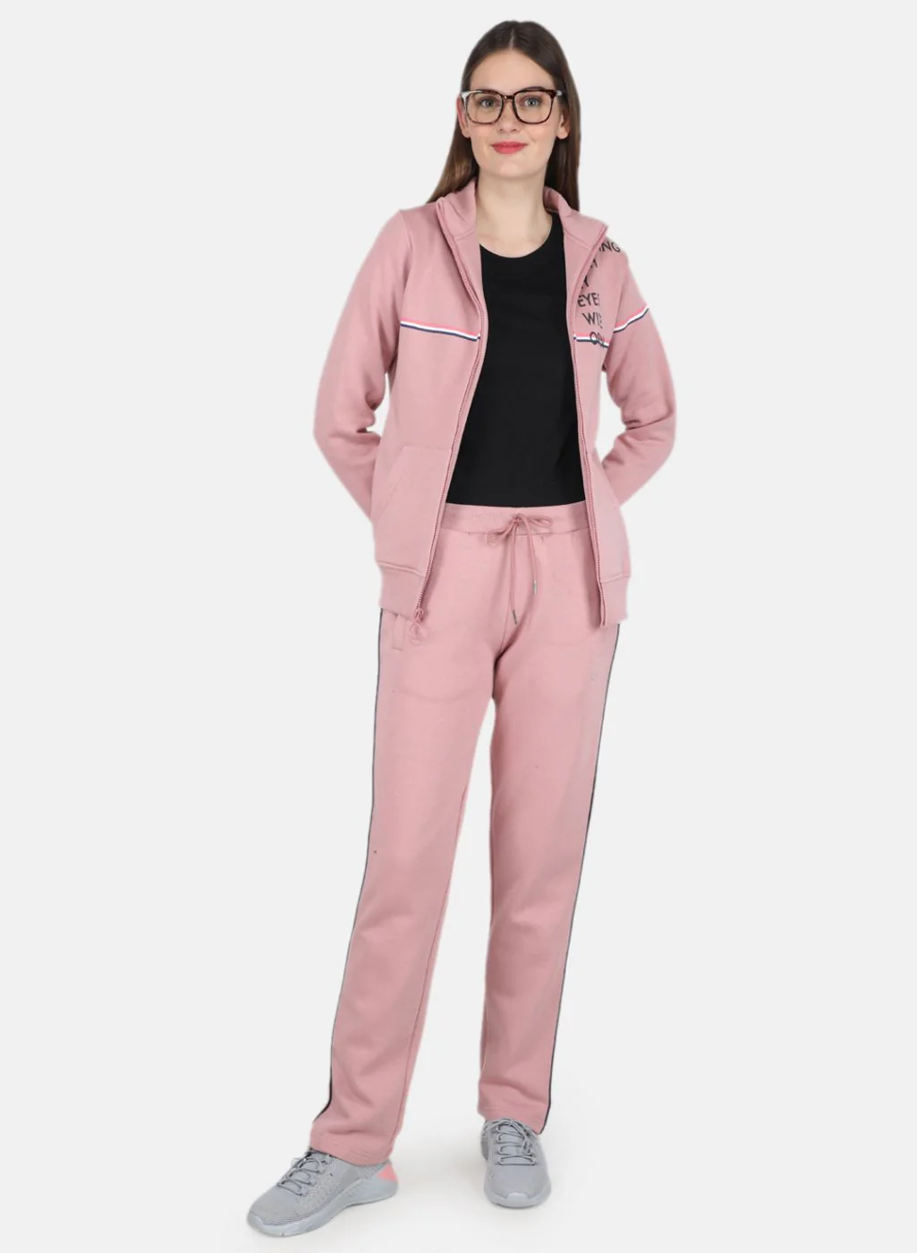 Women Pink Printed Tracksuit - Image 4