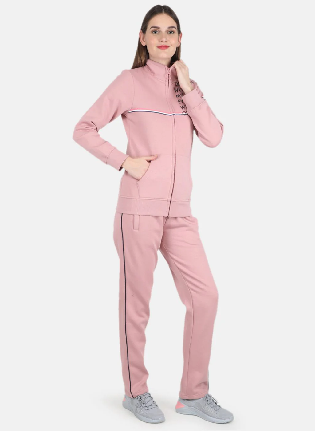 Women Pink Printed Tracksuit - Image 7