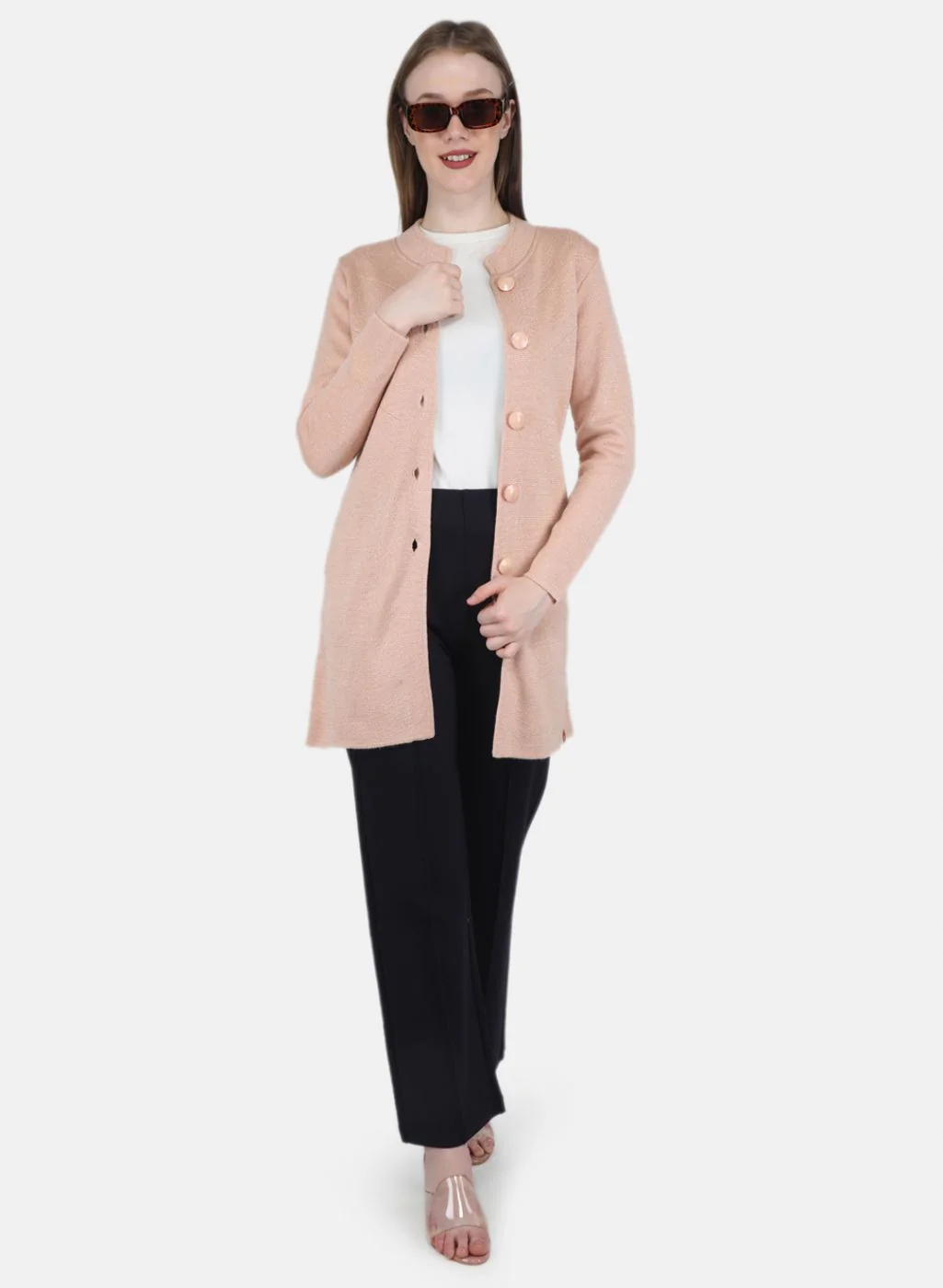 Women Pink Self Design Coat - Image 4
