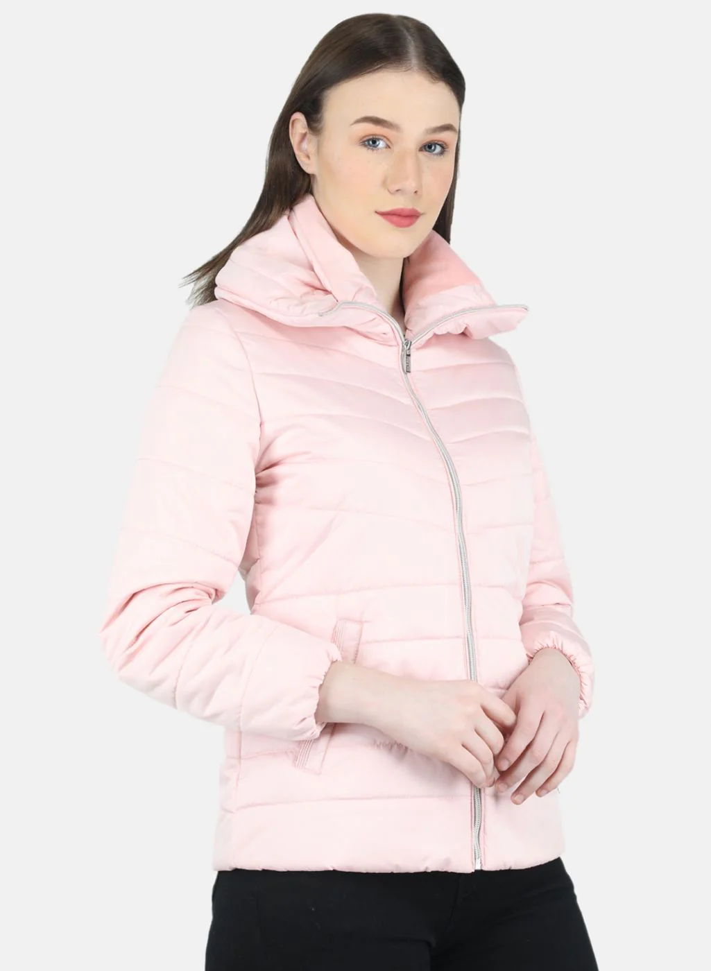 Women Pink Self Design Jacket - Image 6