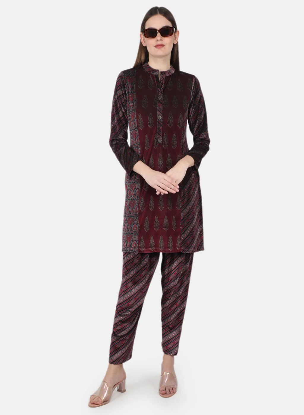 Women Pink Self Design Kurti+Lower Set - Image 4