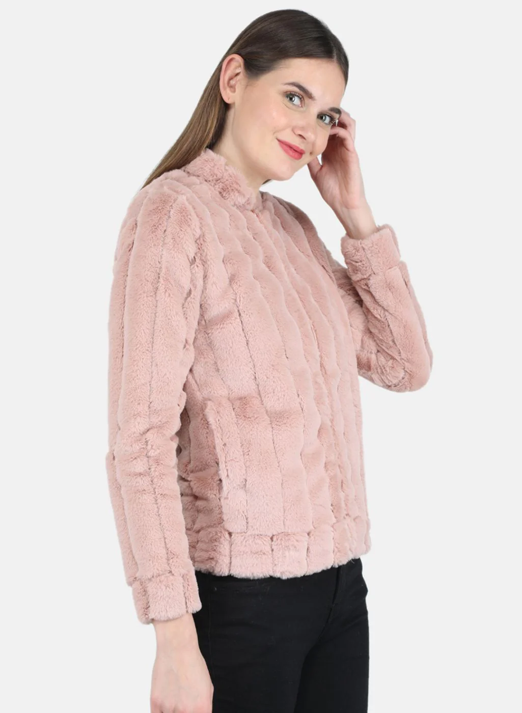 Women Pink Self design Sweatshirt - Image 6