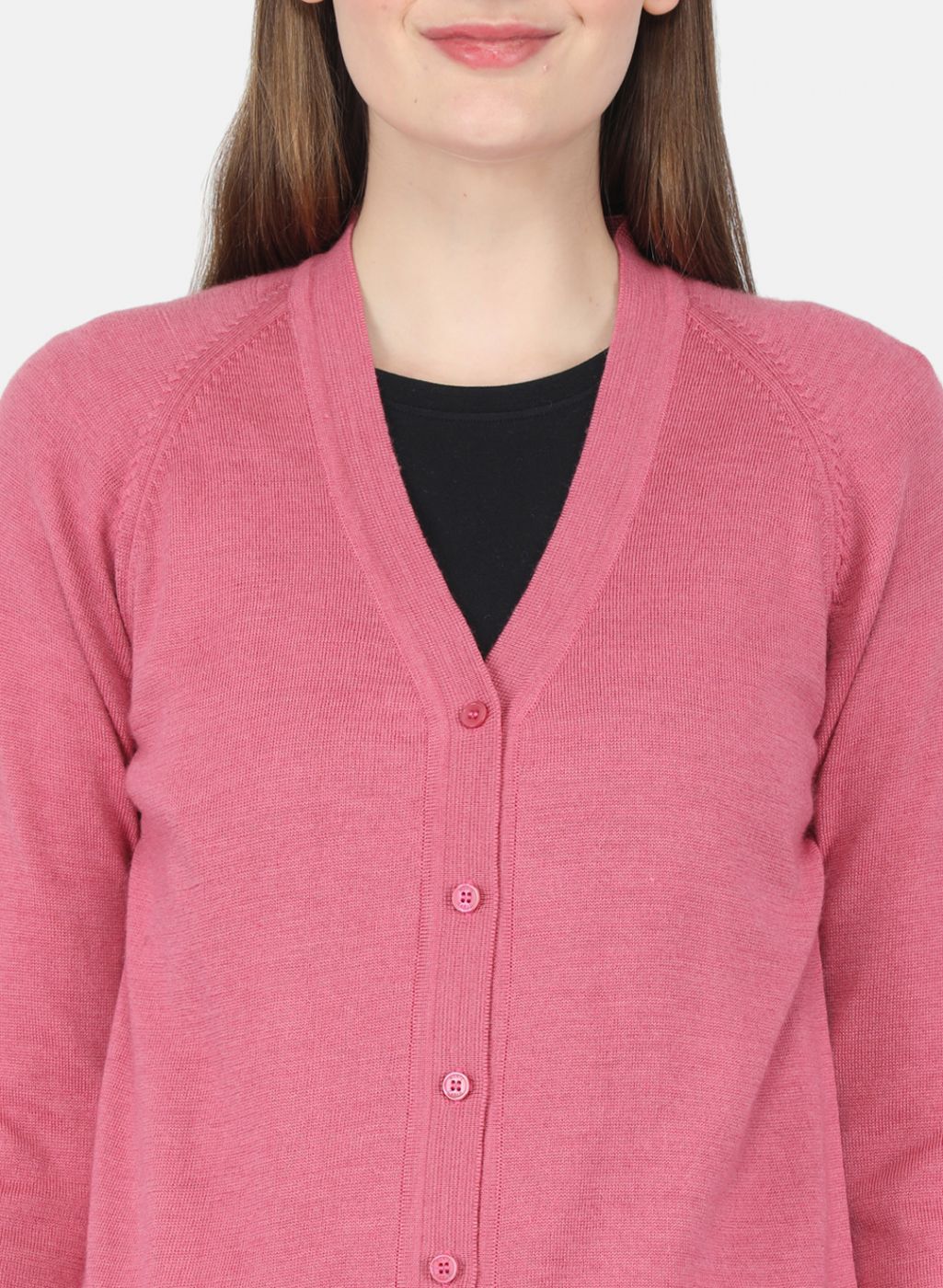 Women Pink Solid Cardigan - Image 5