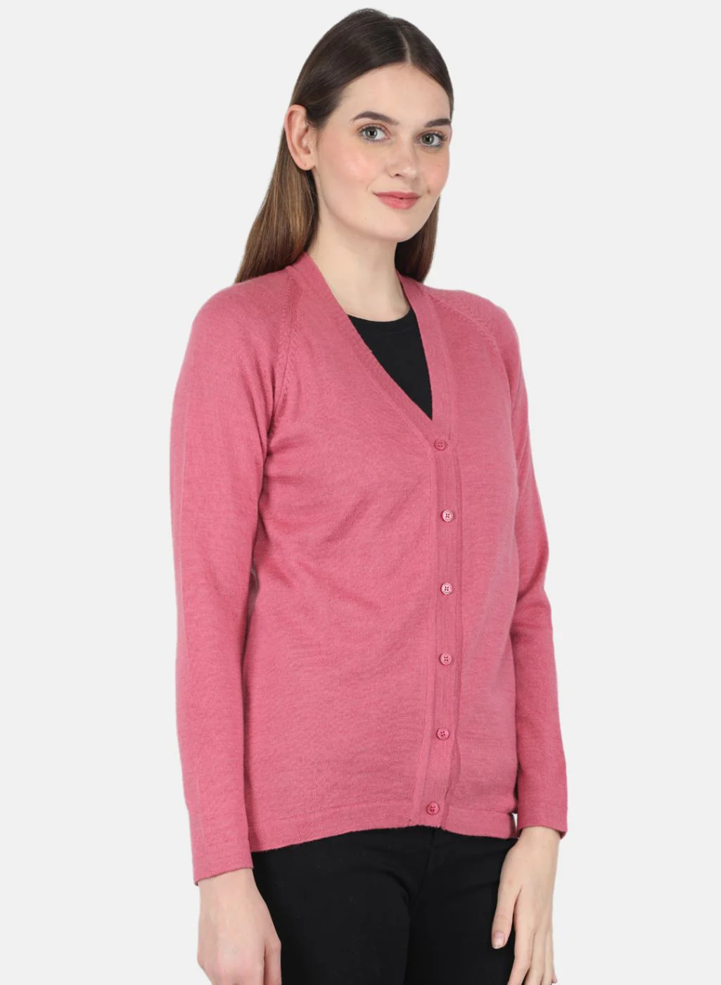 Women Pink Solid Cardigan - Image 6
