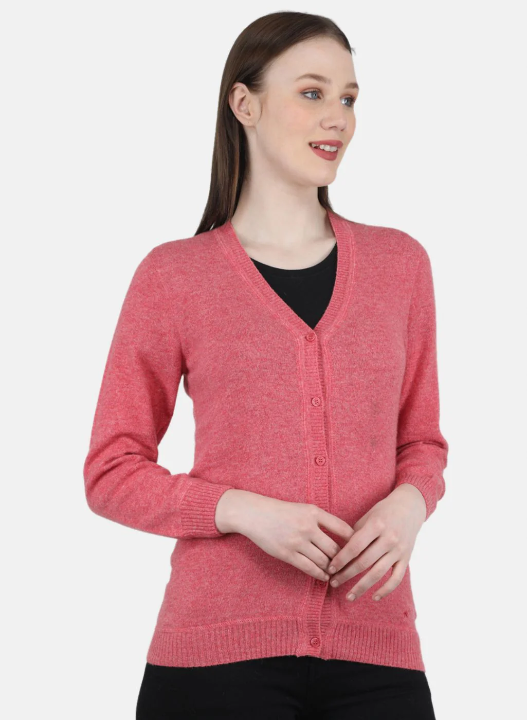 Women Pink Solid Cardigan - Image 6