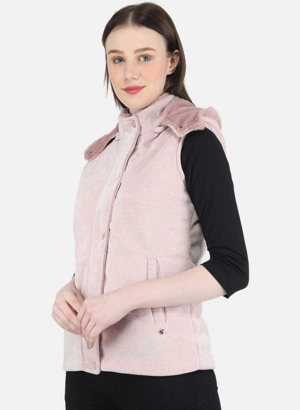 Women Pink Solid Jacket - Image 2