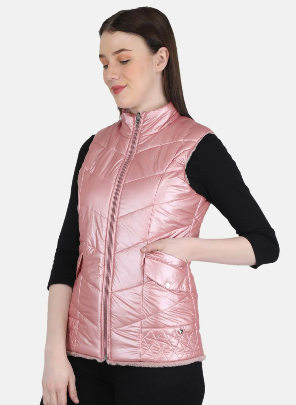 Women Pink Solid Jacket - Image 2