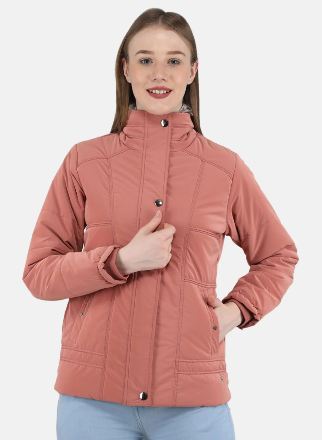 Women Pink Solid Jacket