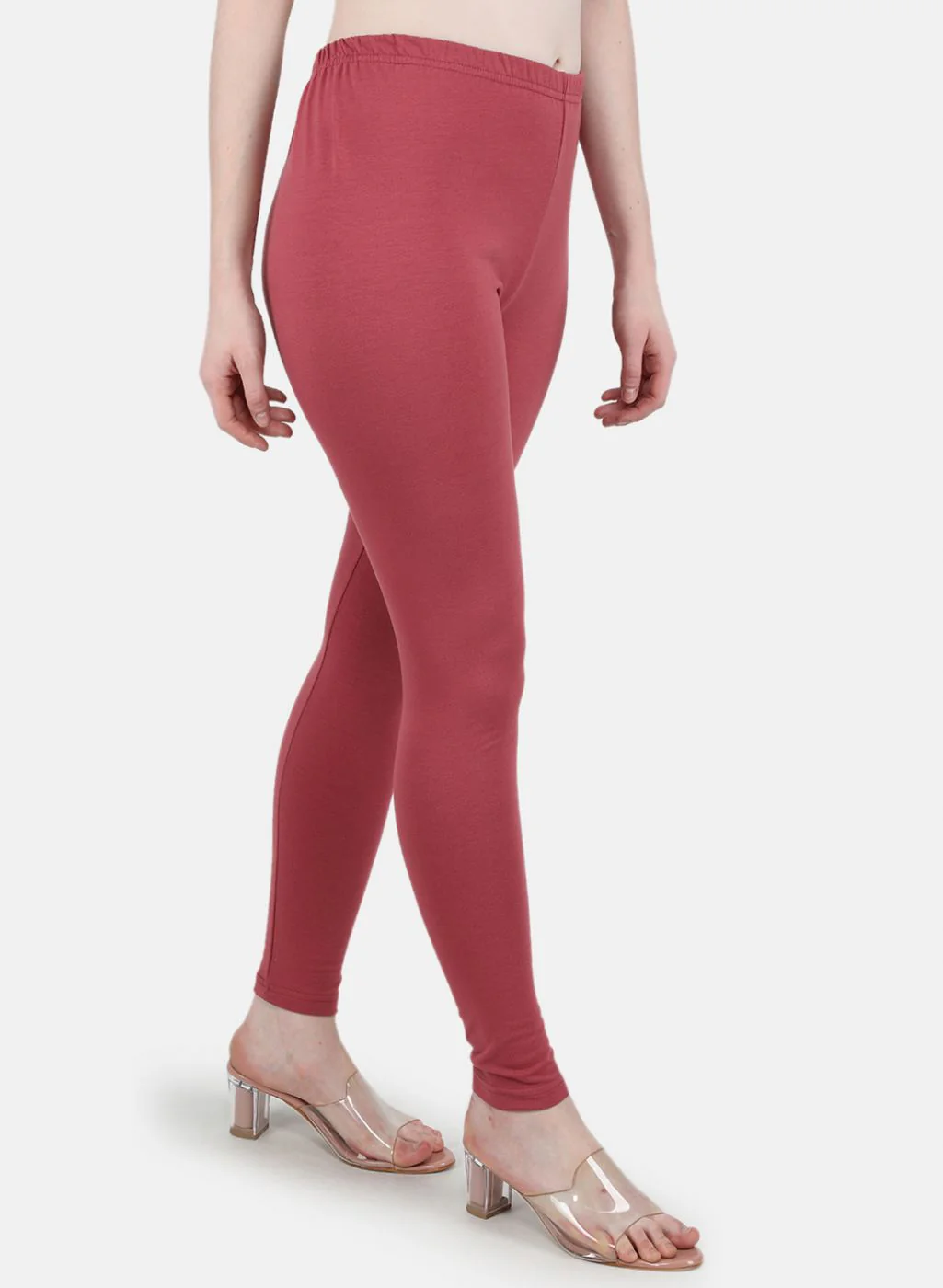 Women Pink Solid Legging - Image 6