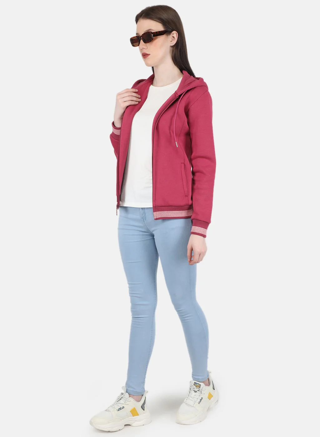 Women Pink Solid Sweatshirt - Image 4