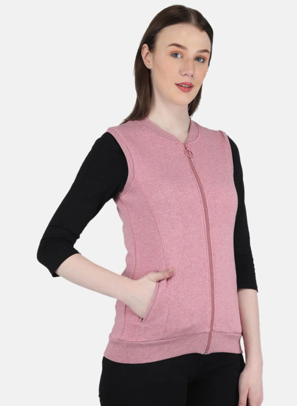 Women Pink Solid Sweatshirt - Image 6