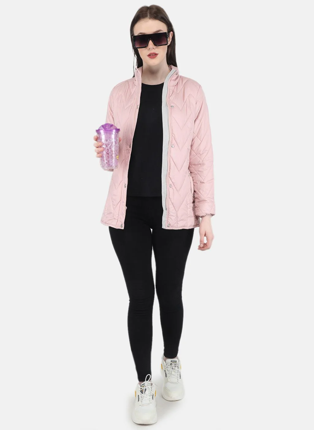 Women Pink Stripe Jacket - Image 4