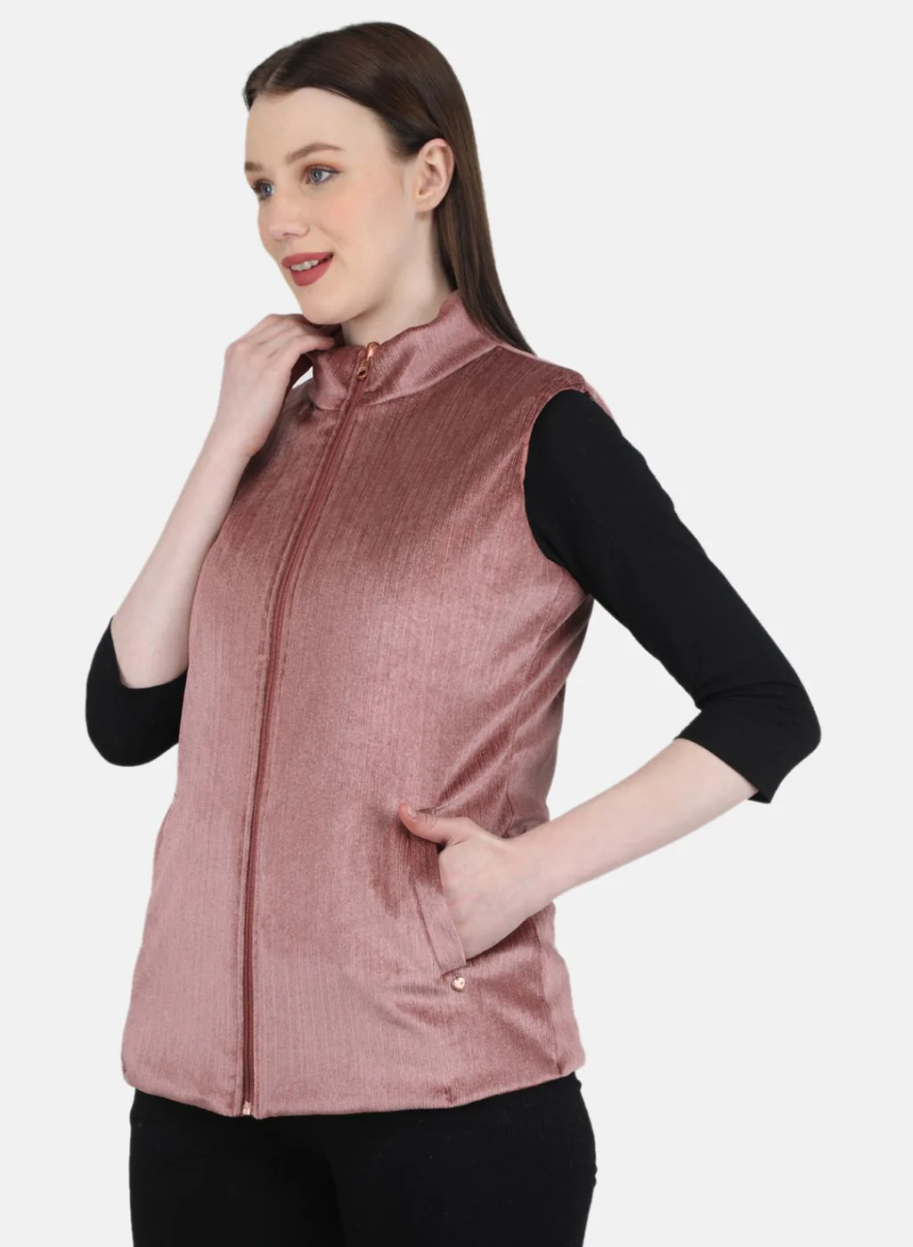 Women Pink Stripe Jacket - Image 2
