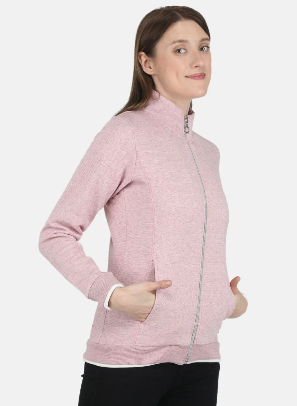 Women Pink Stripe Sweatshirt - Image 6