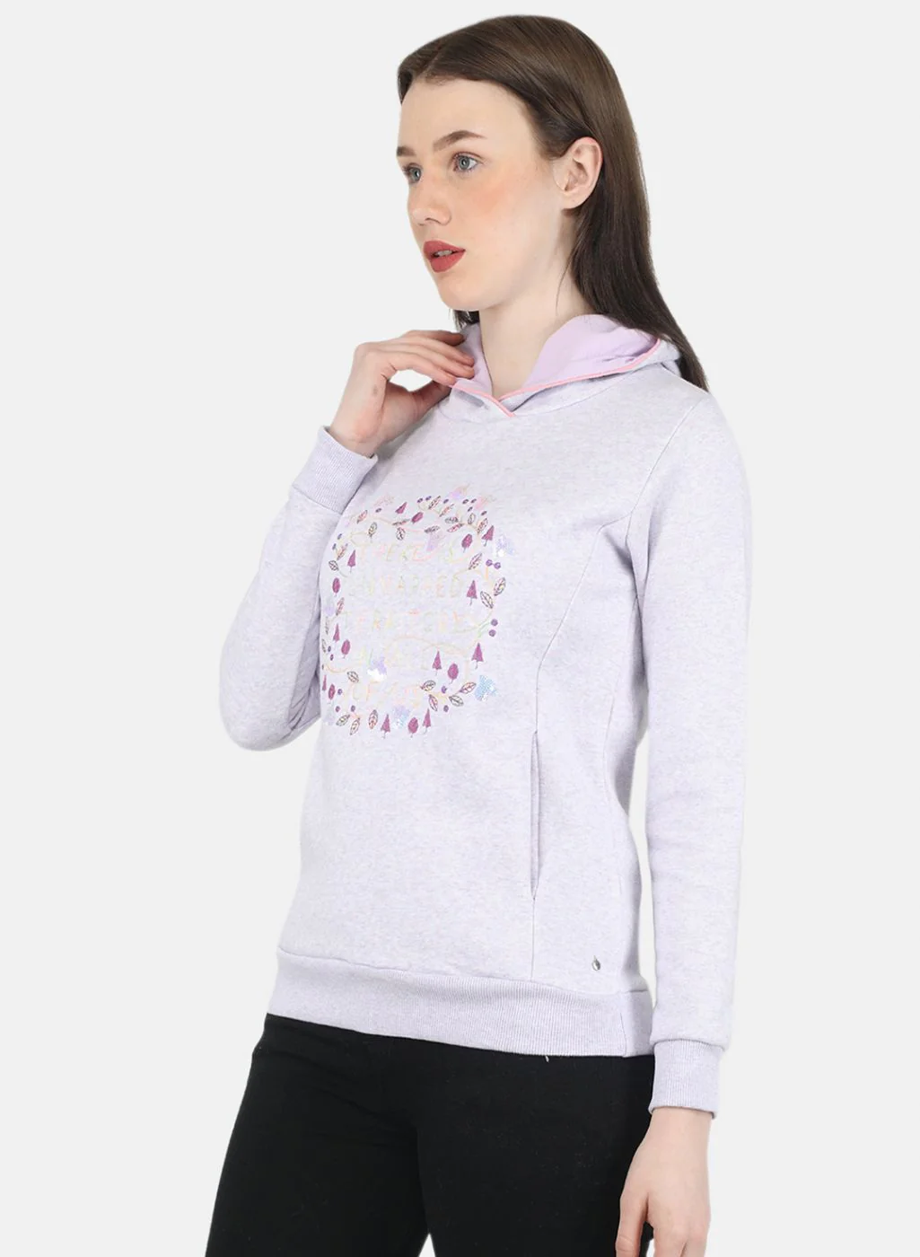 Women Purple Embroidered Sweatshirt - Image 2