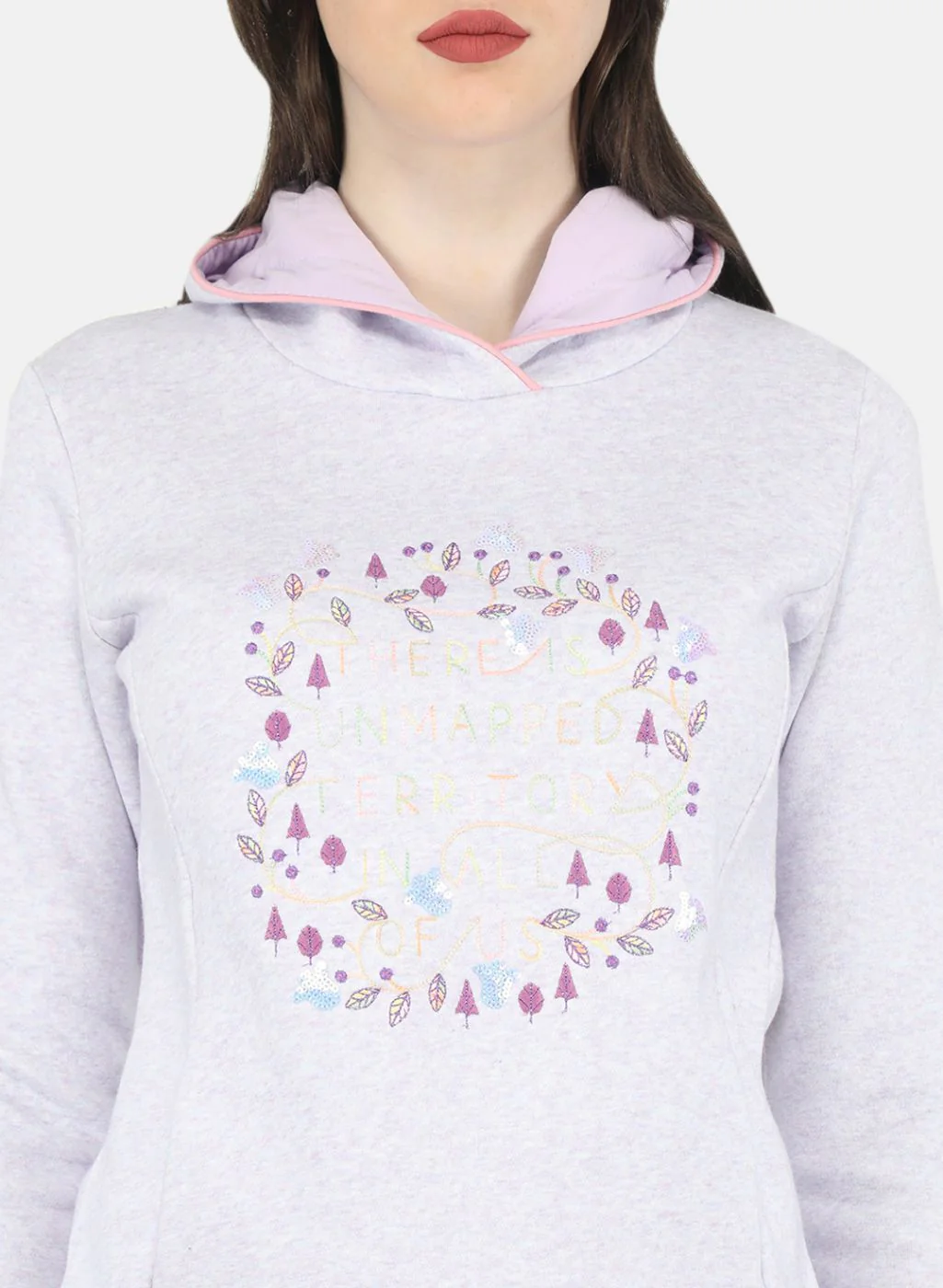 Women Purple Embroidered Sweatshirt - Image 5