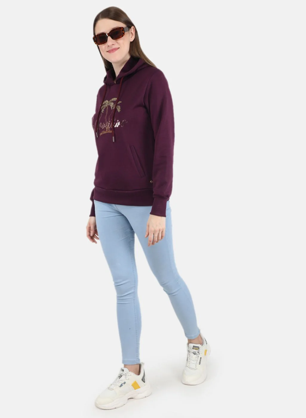 Women Purple Embroidered Sweatshirt - Image 4