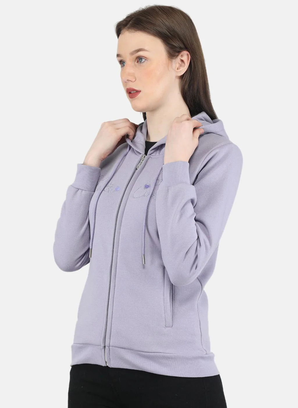 Women Purple Embroidered Sweatshirt - Image 2