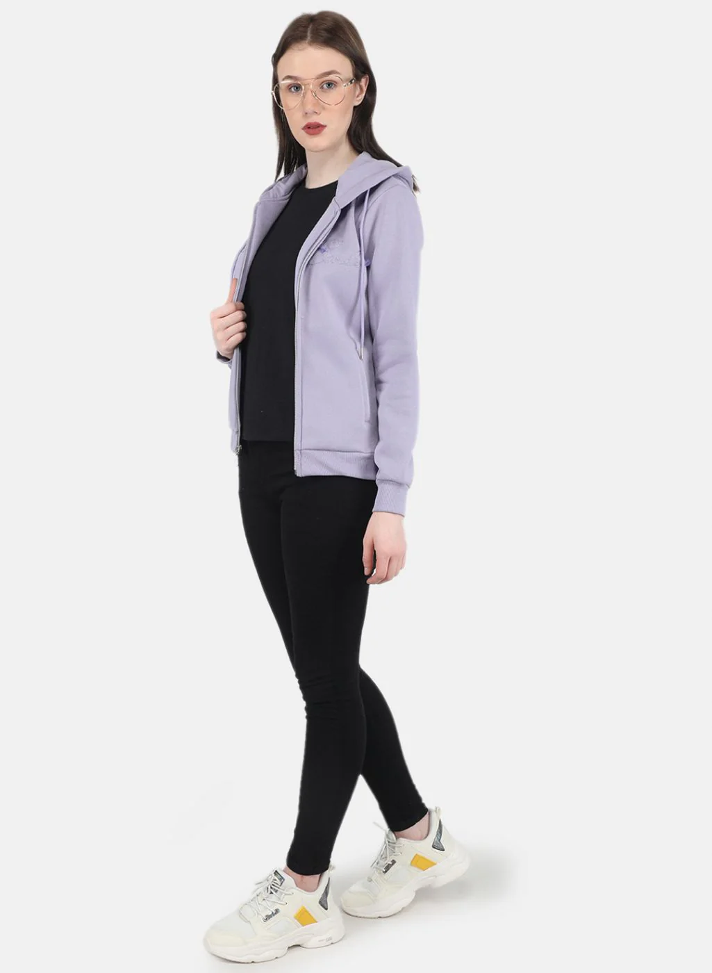 Women Purple Embroidered Sweatshirt - Image 4