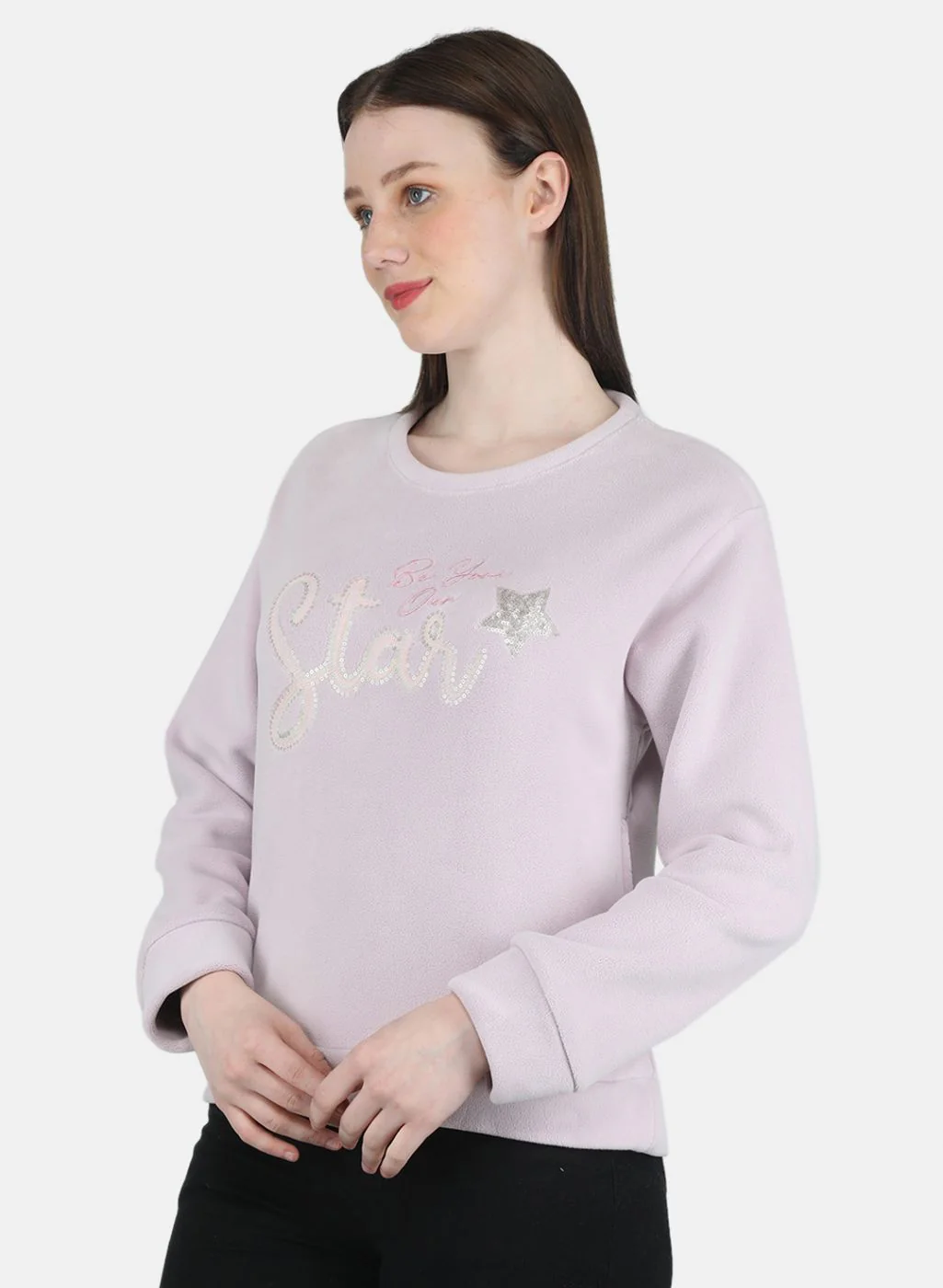 Women Purple Embroidered Sweatshirt - Image 2