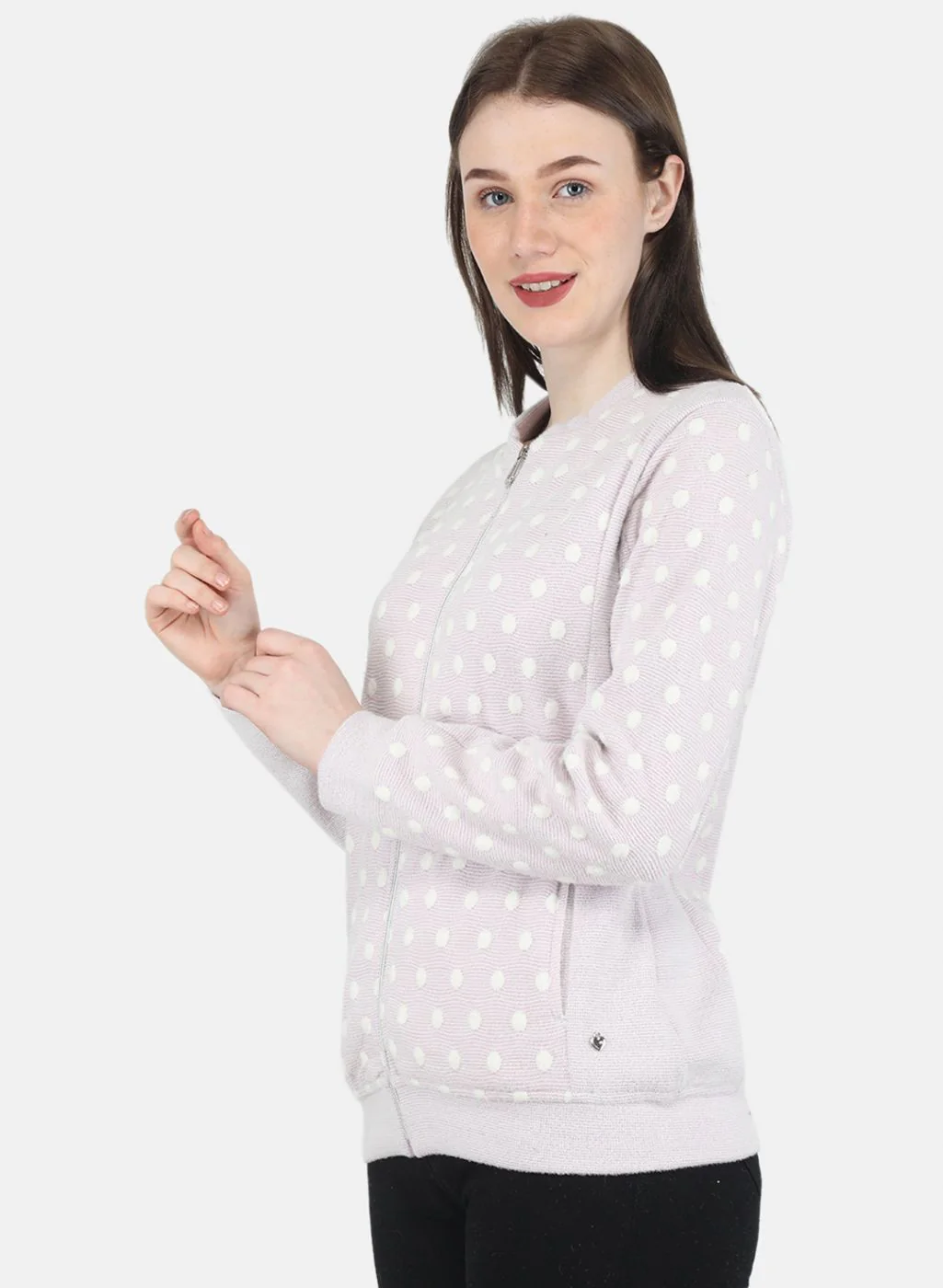 Women Purple Jaquard Sweatshirt - Image 2