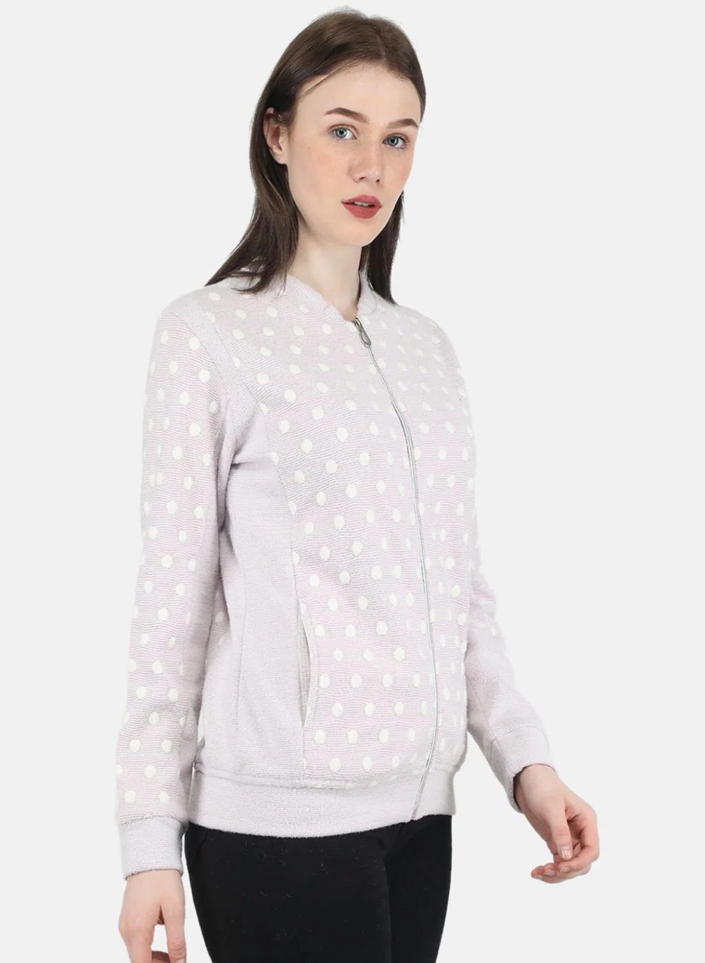 Women Purple Jaquard Sweatshirt - Image 6