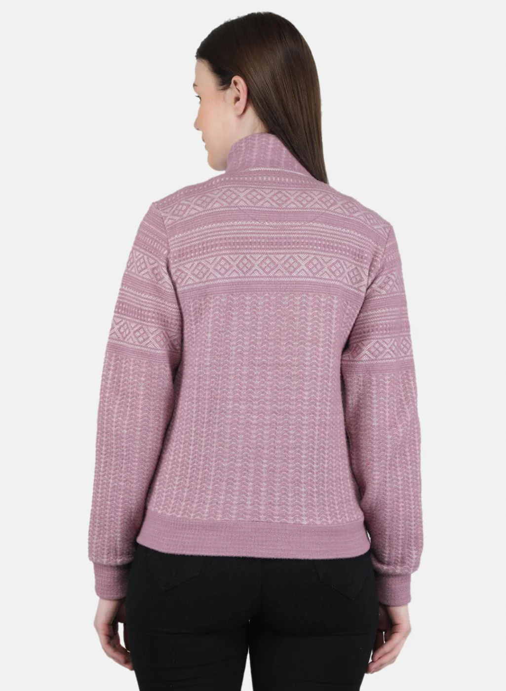 Women Purple Jaquard Sweatshirt - Image 3