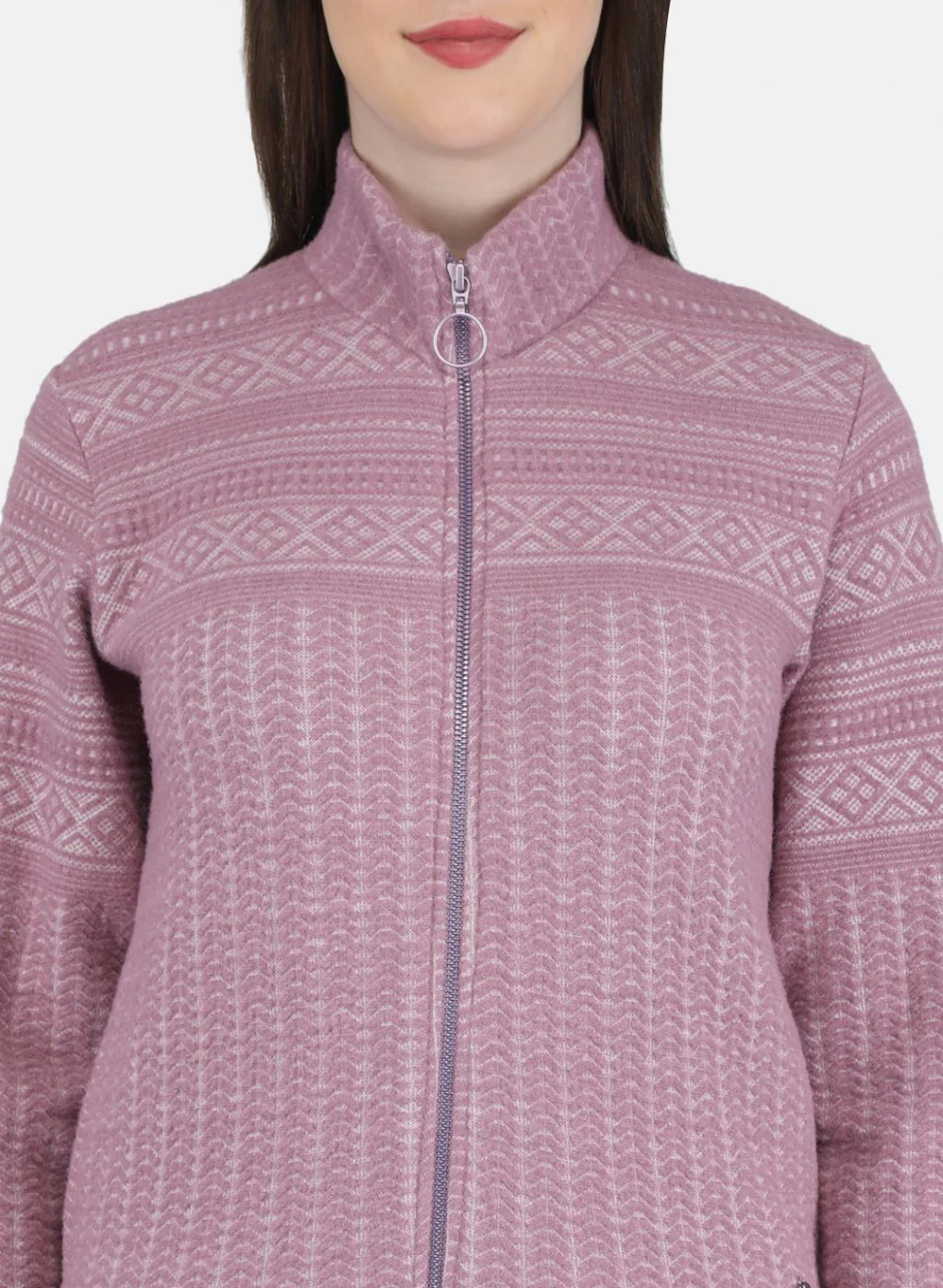 Women Purple Jaquard Sweatshirt - Image 5