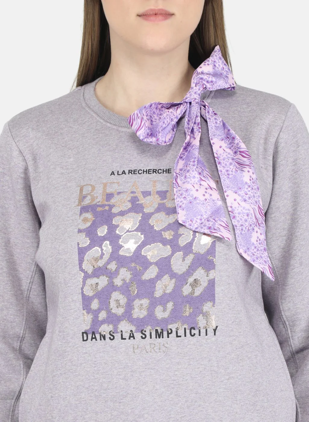 Women Purple Printed Sweatshirt - Image 5