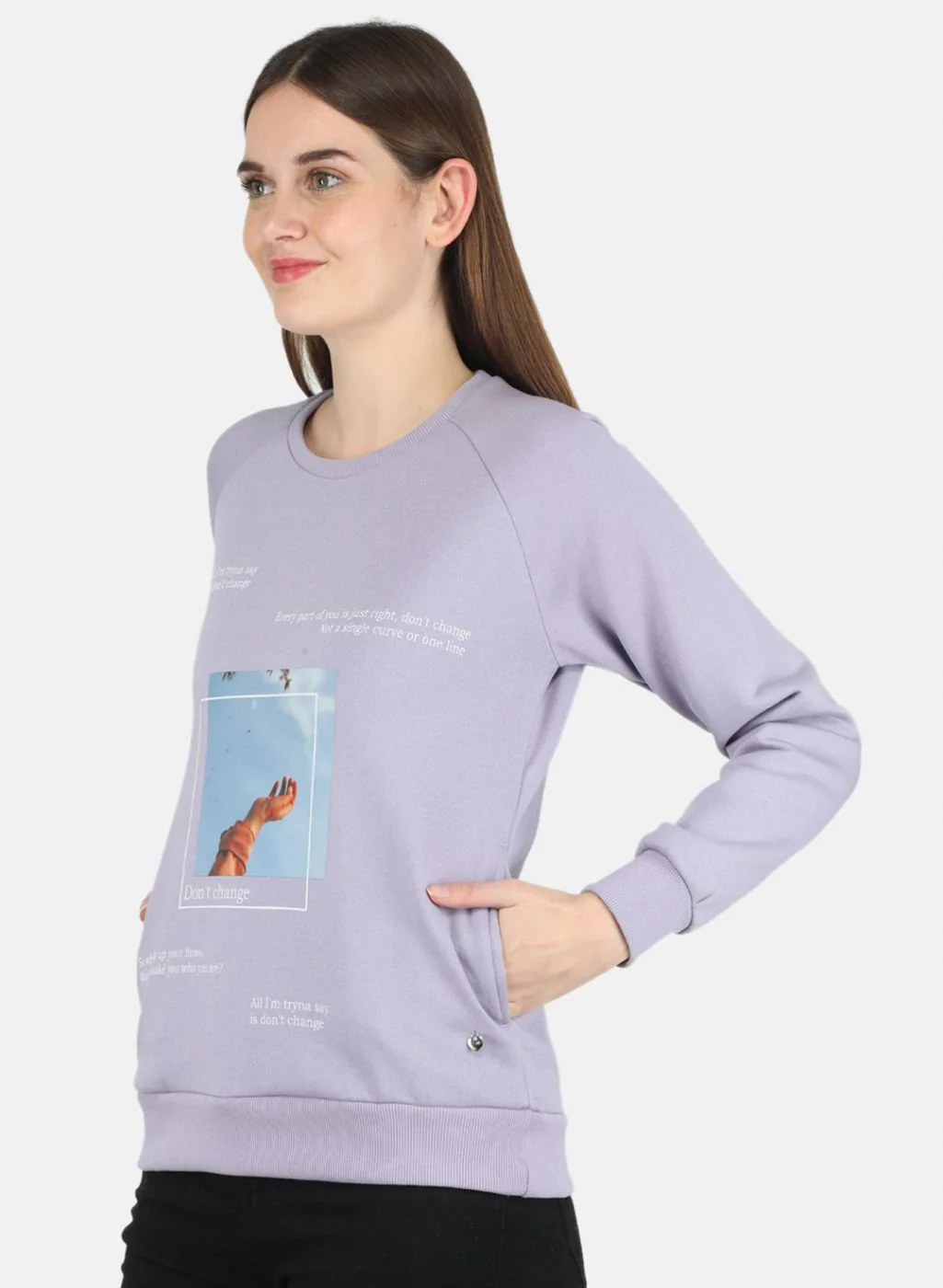 Women Purple Printed Sweatshirt - Image 2