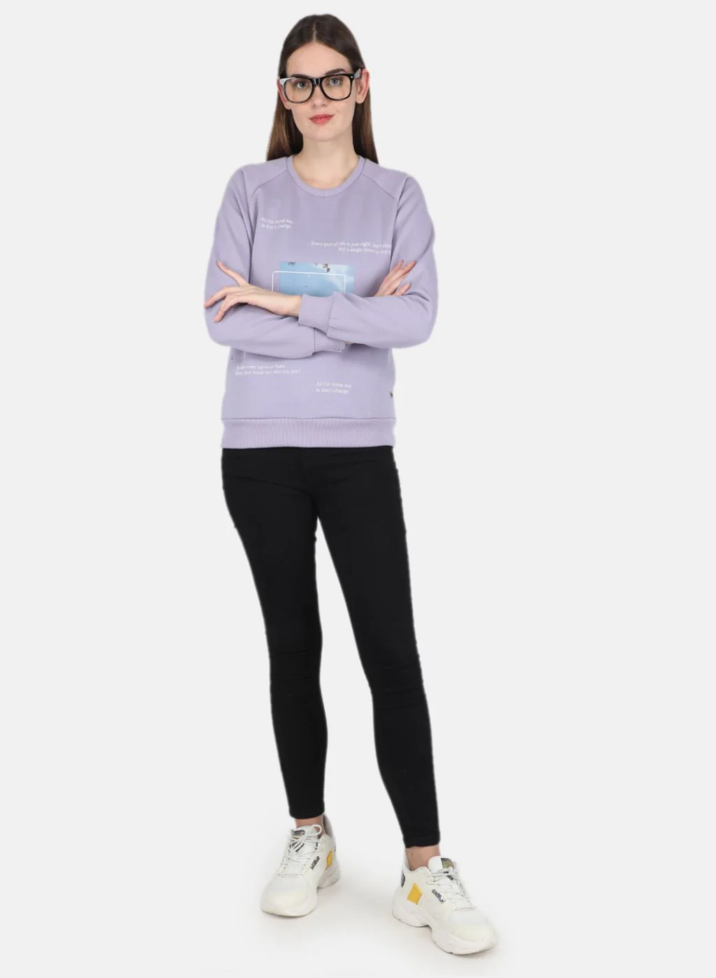 Women Purple Printed Sweatshirt - Image 4