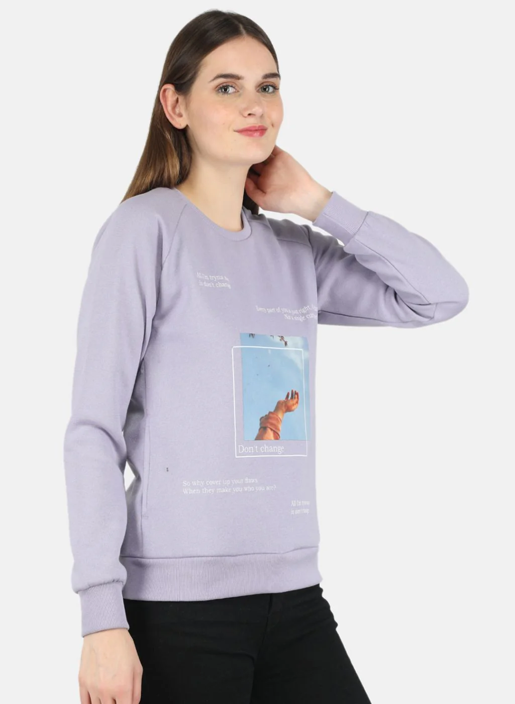 Women Purple Printed Sweatshirt - Image 6